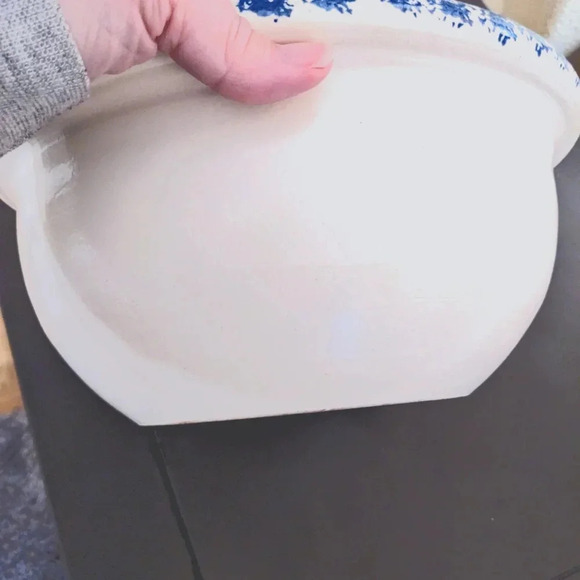 VTG Pottery Popcorn Bowl Blue Spongeware That's All Folks stoneware bowl - Picture 4 of 5